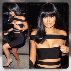 Kylie Jenner Black Cage Bandage Dress